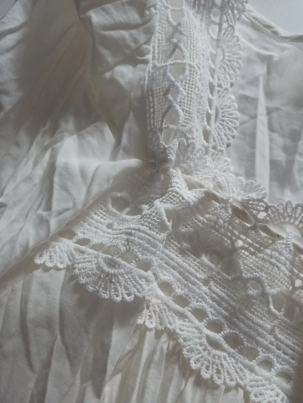 Reformation Wildflower Lace Trim Puff Sleeve Organic Cotton Blend Top Size 12